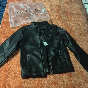 White fox black biker jacket
